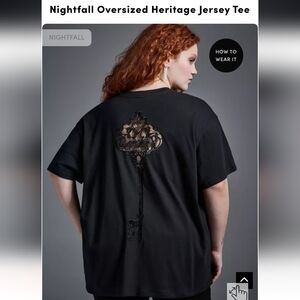 torrid Black Oversized Tee with Lace Key Back Detail